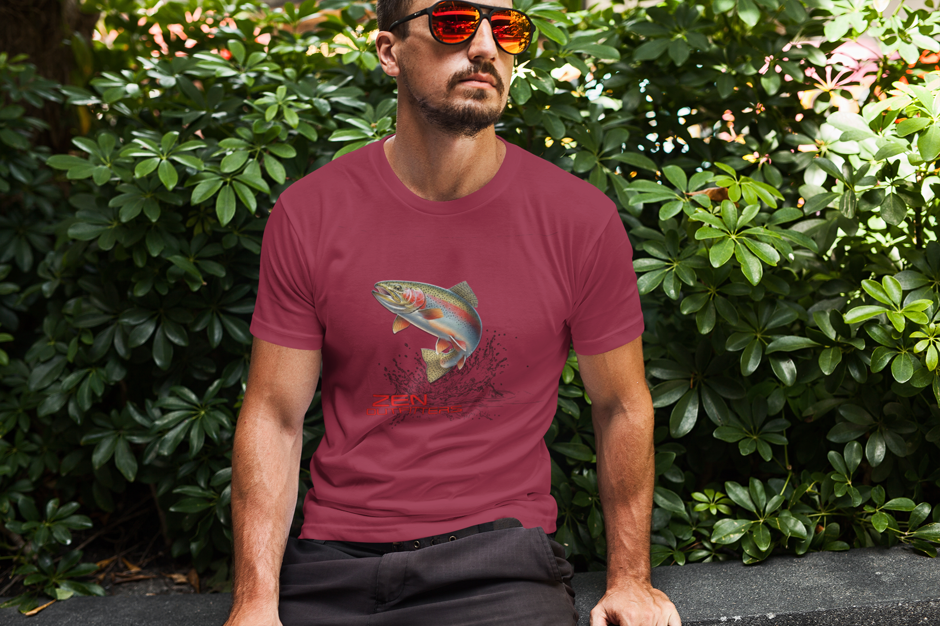 Zen Outfitters Leaping Trout Graphic Tee - Unisex Softstyle T-Shirt for Outdoor Enthusiasts